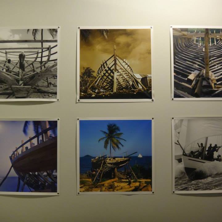 a room with art on the wall