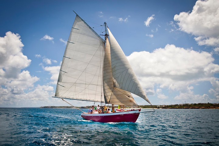 a small boat in a large body of water